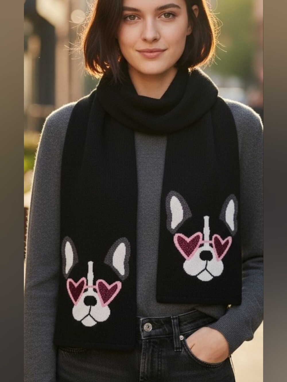Kate Spade Black Purple Francois Scarf